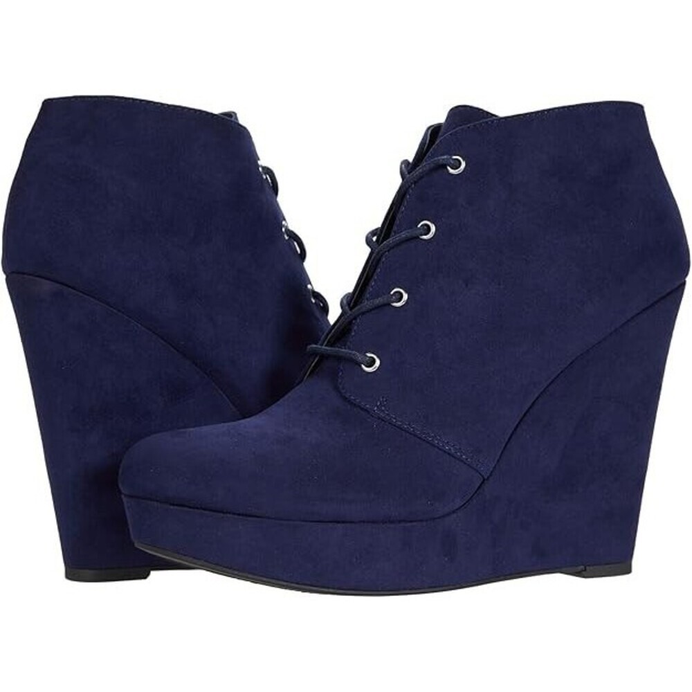 GBG Los Angeles Aheela Boot Women's US 8.5 Blue Wedge Heel Ankle Bootie JOBB2070